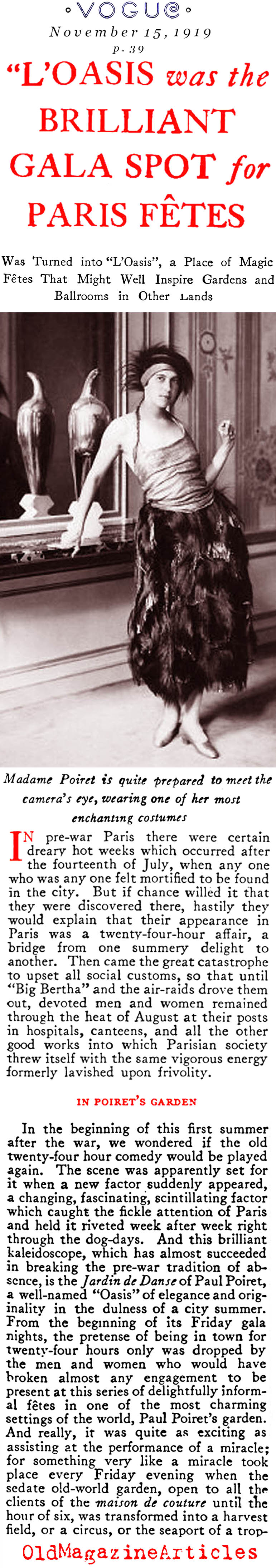 Chez Poiret: the Hot Social Ticket in the Paris of 1919 (Vogue Magazine, 1919)